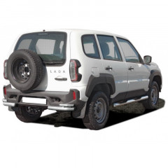 Защита заднего бампера «Уголки двойные Люкс» (d63,5) L@DA Niv@ Travel (Сталь)