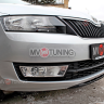 Спойлер переднего бампера (текстурный пластик) для Skoda Rapid (2012-н.в.) купить недорого с доставкой в Томск